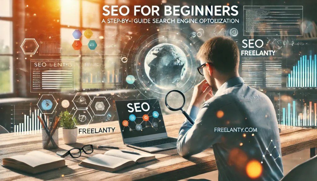 Featured image of the blog titled 'SEO for Beginners: A Complete Guide to Achieve Success,' offering essential SEO strategies for newcomers to boost their online success.